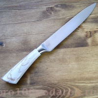 Нож разделочный длина лезвия 20 см, белая рукоять