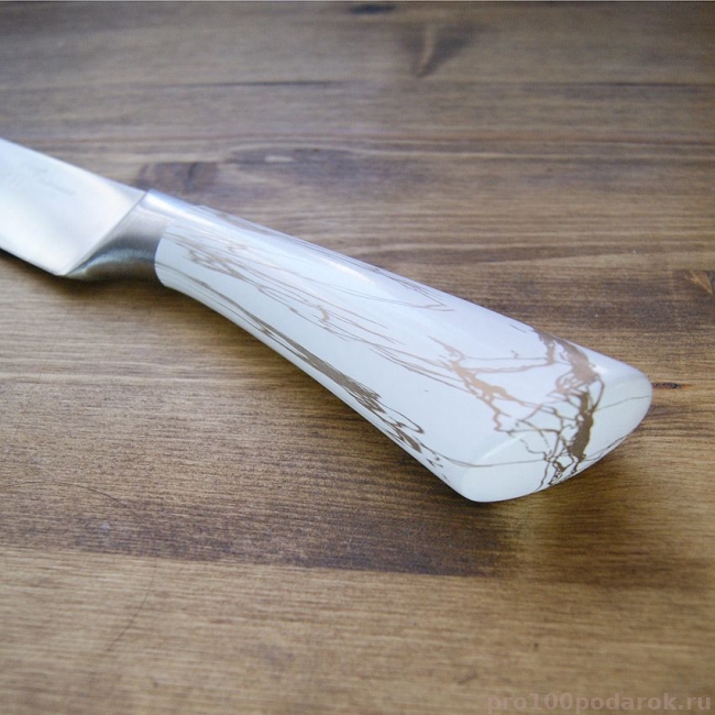 Нож разделочный длина лезвия 20 см, белая рукоять