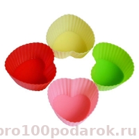 Силиконовая форма для выпечки Сердце, 3 шт. (7х8 см)
