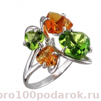 Серебряное кольцо с самоцветами