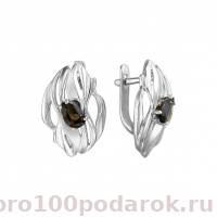 Серебряные серьги с раух-топазом
